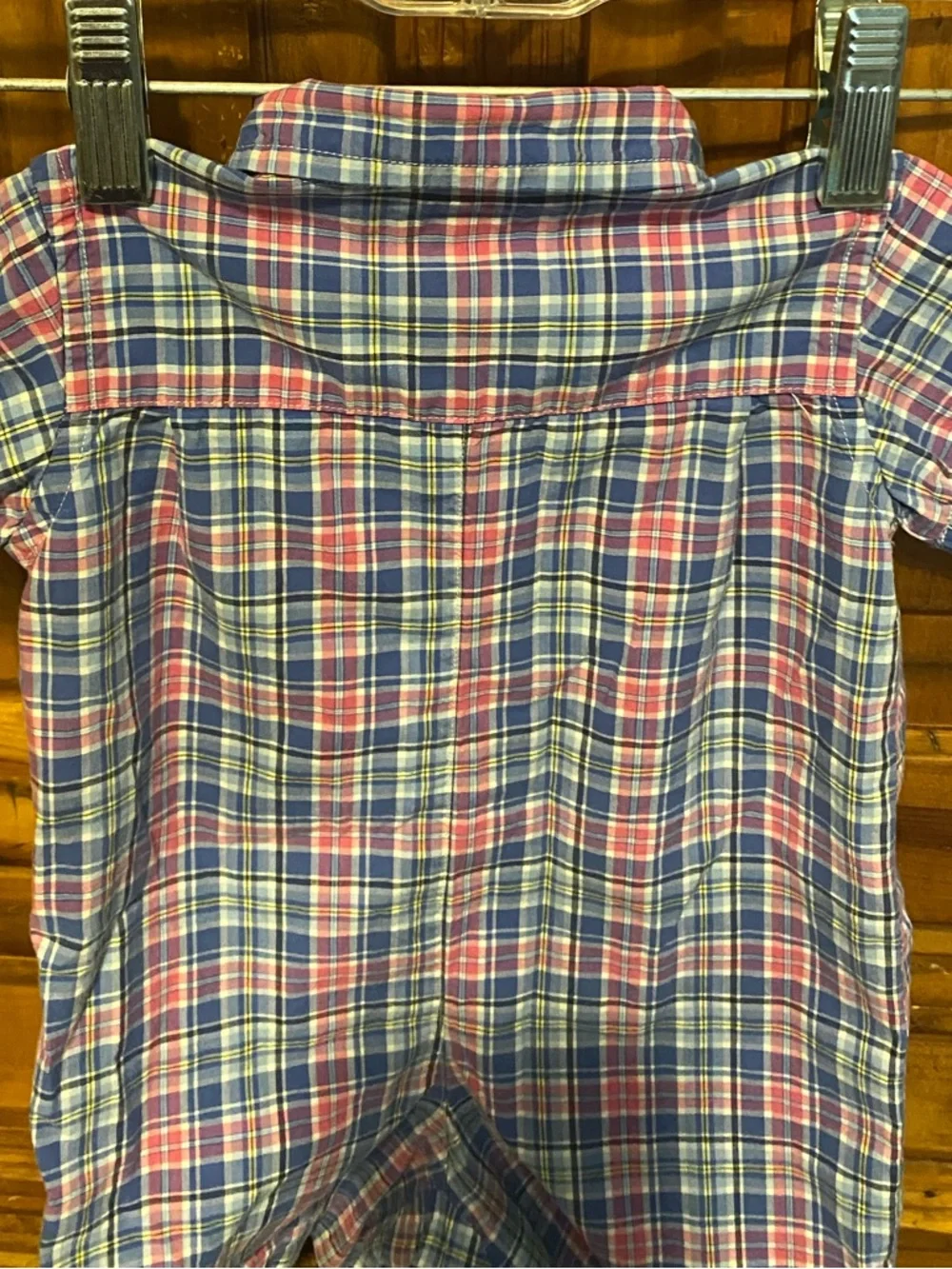 Ralph Lauren Baby Boy Plaid Short Sleeve Shortall Romper size 6 months
